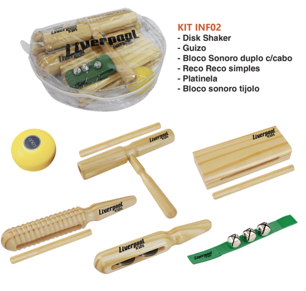 Kit bandinha rítmica Infantil marca Liverpool Kids mod. INF02